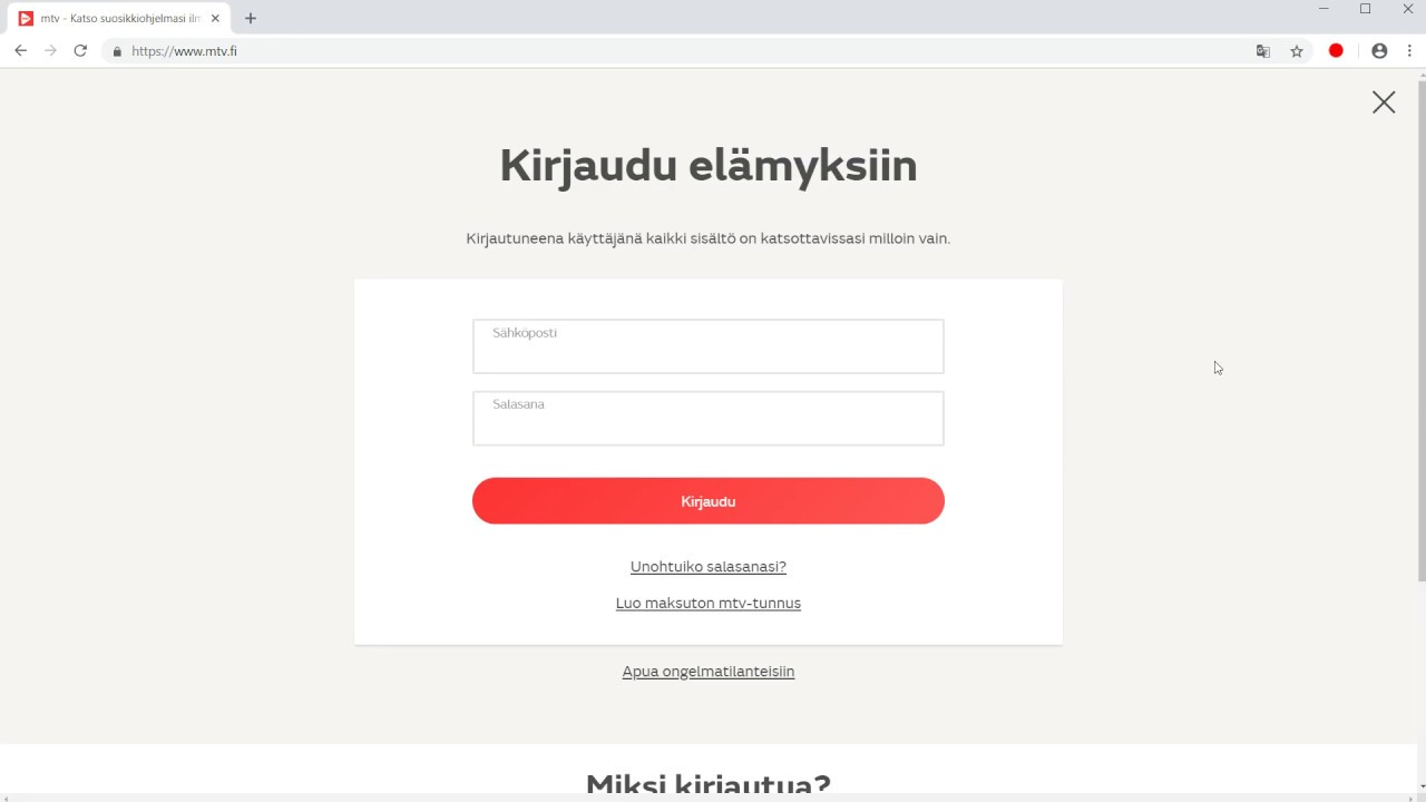 mtv-palveluun rekisteröityminen | Asiakaspalvelu | MTV